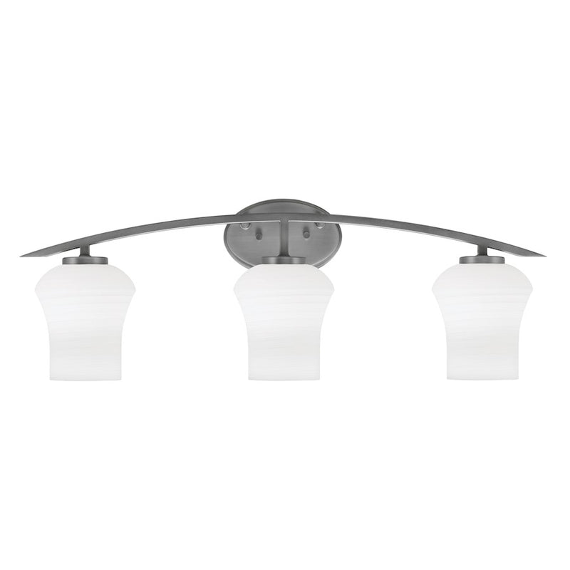 Toltec Kurve 3Lt Bath Bar, Graphite, 5.5" Zilo White Linen - 3723-GP-681