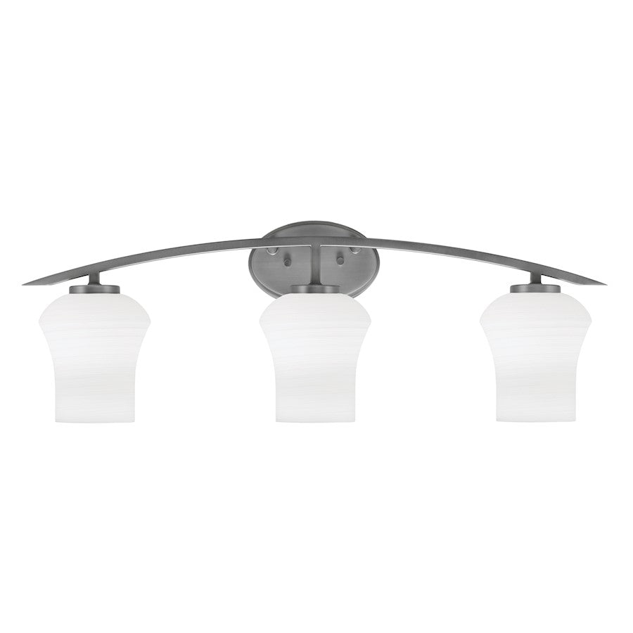 Toltec Kurve 3Lt Bath Bar, Graphite, 5.5" Zilo White Linen - 3723-GP-681