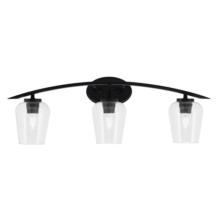 Toltec Kurve 3Lt Bath Bar, Black, 5" Clear Bubble - 3723-MB-210