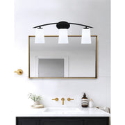 Toltec Kurve 3-Light Bath Bar | Matte Black Finish and White Opal Glass | Bathroom Vanity Light | 7.25 x 10.5 in | Model 3723-MB-261