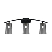 Toltec Kurve 3-Light Bath Bar | Matte Black Finish and Smoke Bubble Glass | Bathroom Vanity Light | 7.25 x 10.5 in | Model 3723-MB-262