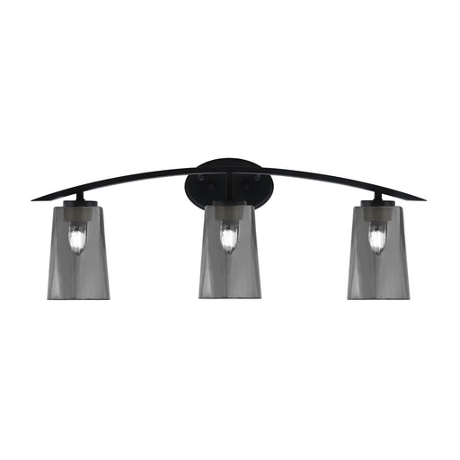 Toltec Kurve 3-Light Bath Bar | Matte Black Finish and Smoke Bubble Glass | Bathroom Vanity Light | 7.25 x 10.5 in | Model 3723-MB-262