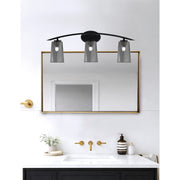 Toltec Kurve 3-Light Bath Bar | Matte Black Finish and Smoke Bubble Glass | Bathroom Vanity Light | 7.25 x 10.5 in | Model 3723-MB-262