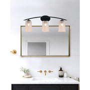 Toltec Kurve 3-Light Bath Bar | Modern Matte Black and Amber Gradient Glass | Bathroom Vanity Light | 7.25 x 10.5 in | Model 3723-MB-263