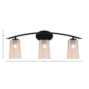 Toltec Kurve 3-Light Bath Bar | Modern Matte Black and Amber Gradient Glass | Bathroom Vanity Light | 7.25 x 10.5 in | Model 3723-MB-263