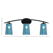Toltec Kurve 3-Light Bath Bar | Modern Matte Black and Blue Gradient Glass | Bathroom Vanity Light | 7.25 x 10.5 in | Model 3723-MB-265