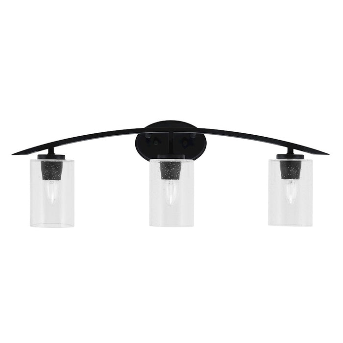 Toltec Kurve 3Lt Bath Bar, Black, 4" Clear Bubble - 3723-MB-300