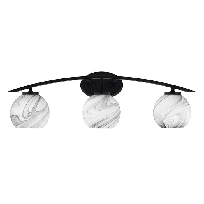 Toltec Kurve 3Lt Bath Bar, Black, 5.75" Onyx Swirl - 3723-MB-4109