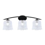 Toltec Kurve 3-Light Bath Bar | Modern Matte Black and Clear Lava Glass | Bathroom Vanity & Powder Room | 7.5 x 10.25 in | Model 3723-MB-4230