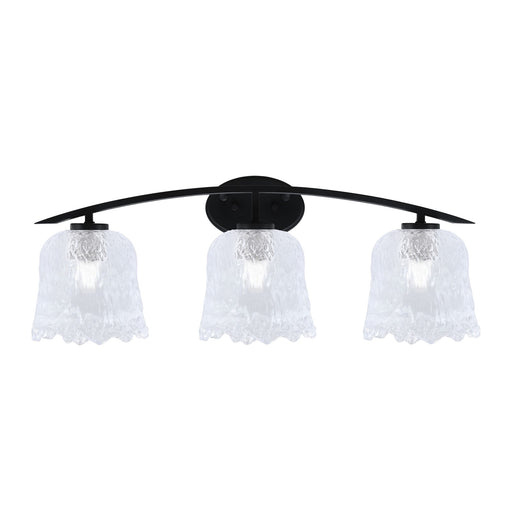 Toltec Kurve 3-Light Bath Bar | Modern Matte Black and Clear Lava Glass | Bathroom Vanity & Powder Room | 7.5 x 10.25 in | Model 3723-MB-4230