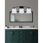 Toltec Kurve 3-Light Bath Bar | Modern Matte Black and Clear Lava Glass | Bathroom Vanity & Powder Room | 7.5 x 10.25 in | Model 3723-MB-4230