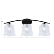 Toltec Kurve 3-Light Bath Bar | Modern Matte Black and Clear Lava Glass | Bathroom Vanity & Powder Room | 7.5 x 10.25 in | Model 3723-MB-4230