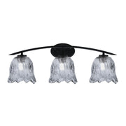 Toltec Kurve 3-Light Bath Bar | Modern Matte Black and Smoke Lava Glass | Bathroom Vanity & Powder Room | 7.5 x 10.25 in | Model 3723-MB-4232