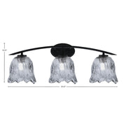 Toltec Kurve 3-Light Bath Bar | Modern Matte Black and Smoke Lava Glass | Bathroom Vanity & Powder Room | 7.5 x 10.25 in | Model 3723-MB-4232