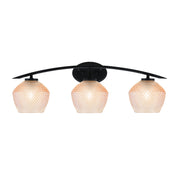Toltec Kurve 29in 3-Light Bathroom Vanity Light | Modern Matte Black Steel and Amber Textured Glass | Bathroom Vanity | 29 x 9.5 x 7.75 in | Model 3723-MB-4623