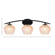 Toltec Kurve 29in 3-Light Bathroom Vanity Light | Modern Matte Black Steel and Amber Textured Glass | Bathroom Vanity | 29 x 9.5 x 7.75 in | Model 3723-MB-4623