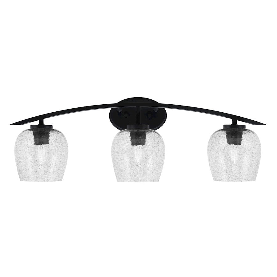 Toltec Kurve 3Lt Bath Bar, Black, 6" Smoke Bubble - 3723-MB-4812