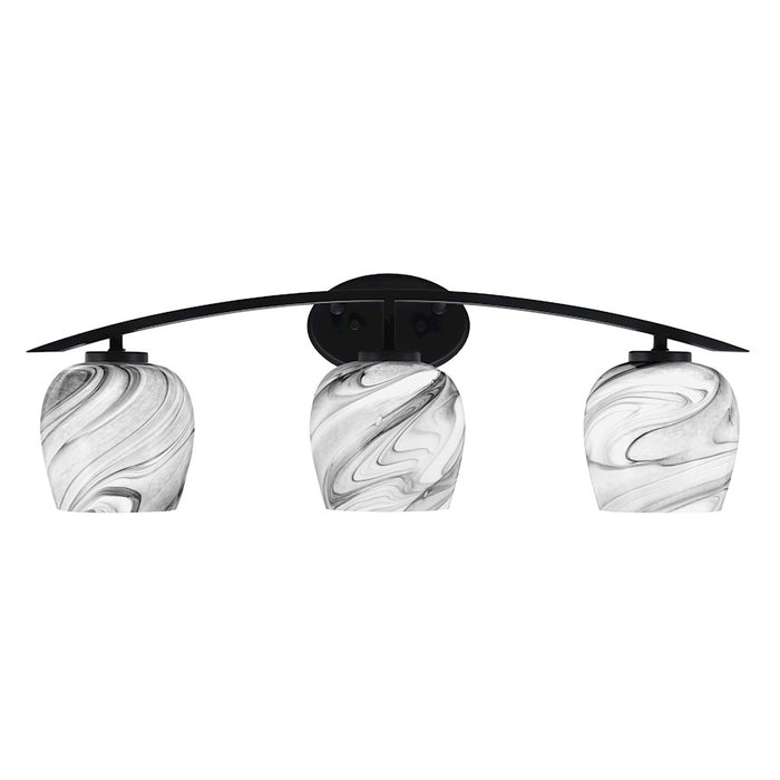 Toltec Kurve 3Lt Bath Bar, Black, 6" Onyx Swirl - 3723-MB-4819