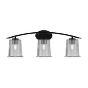 Toltec Kurve 3-Light Bath Bar | Modern Matte Black and Smoke Bubble Glass | Bathroom Vanity Light | 7 x 9.5 in | Model 3723-MB-5032
