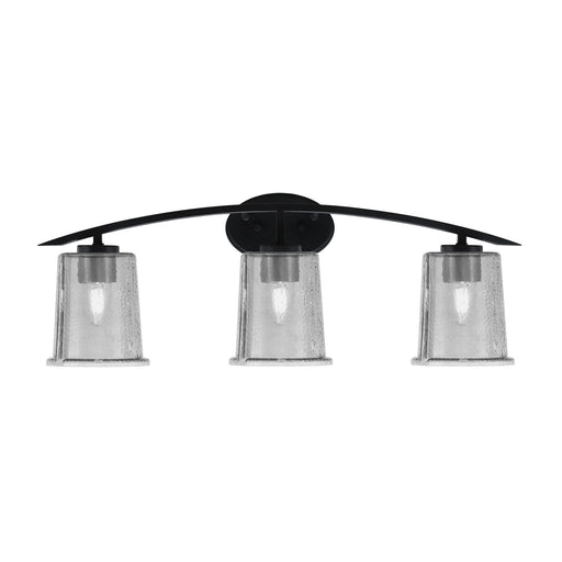 Toltec Kurve 3-Light Bath Bar | Modern Matte Black and Smoke Bubble Glass | Bathroom Vanity Light | 7 x 9.5 in | Model 3723-MB-5032