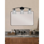 Toltec Kurve 3-Light Bath Bar | Modern Matte Black and Smoke Bubble Glass | Bathroom Vanity Light | 7 x 9.5 in | Model 3723-MB-5032