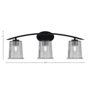 Toltec Kurve 3-Light Bath Bar | Modern Matte Black and Smoke Bubble Glass | Bathroom Vanity Light | 7 x 9.5 in | Model 3723-MB-5032