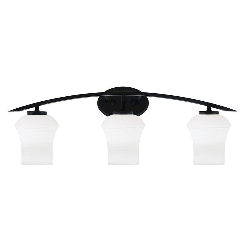 Toltec Kurve 3Lt Bath Bar, Black, 5.5" Zilo White Linen - 3723-MB-681