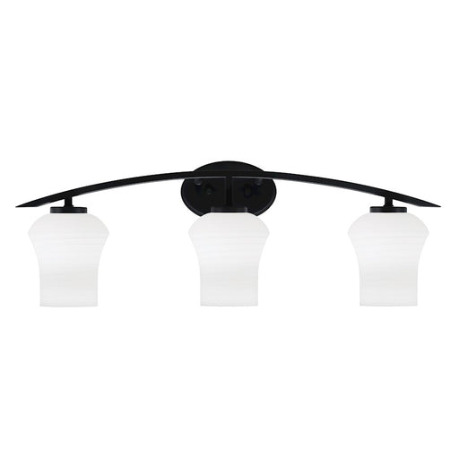 Toltec Kurve 3Lt Bath Bar, Black, 5.5" Zilo White Linen - 3723-MB-681