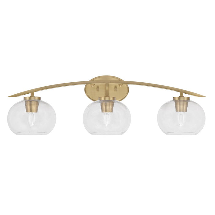 Toltec Kurve 202 3Lt Bath Bar, Brass, 7" Clear Bubble - 3723-NAB-202