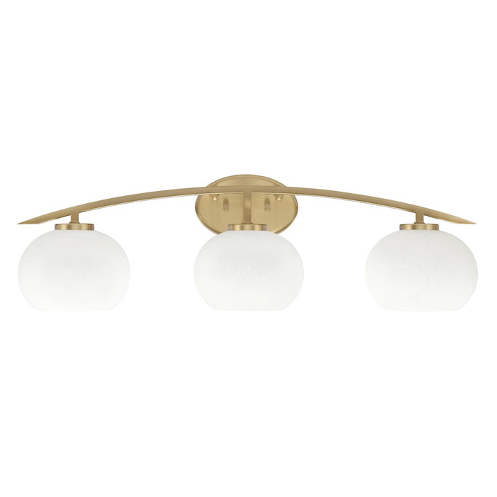 Toltec Kurve 3Lt Bath Bar, Brass, 7" White Muslin - 3723-NAB-212