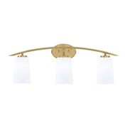 Toltec Kurve 3-Light Bath Bar | Contemporary New Age Brass and White Opal Glass | Bathroom Vanity & Powder Room | 7.25 x 10.5 in | Model 3723-NAB-261
