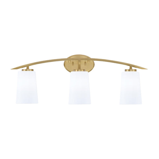 Toltec Kurve 3-Light Bath Bar | Contemporary New Age Brass and White Opal Glass | Bathroom Vanity & Powder Room | 7.25 x 10.5 in | Model 3723-NAB-261