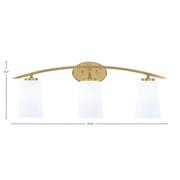 Toltec Kurve 3-Light Bath Bar | Contemporary New Age Brass and White Opal Glass | Bathroom Vanity & Powder Room | 7.25 x 10.5 in | Model 3723-NAB-261