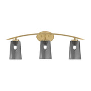 Toltec Kurve 3-Light Bath Bar | Contemporary New Age Brass and Smoke Bubble Glass | Bathroom Vanity & Powder Room | 7.25 x 10.5 in | Model 3723-NAB-262