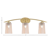 Toltec Kurve 3-Light Bath Bar | Contemporary New Age Brass and Amber Gradient Glass | Bathroom Vanity & Powder Room | 7.25 x 10.5 in | Model 3723-NAB-263