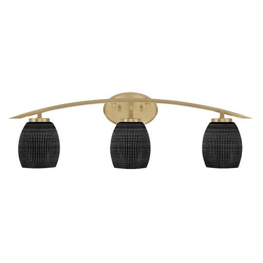 Toltec Kurve 3Lt Bath Bar, Brass, 5" Black Matrix - 3723-NAB-4029