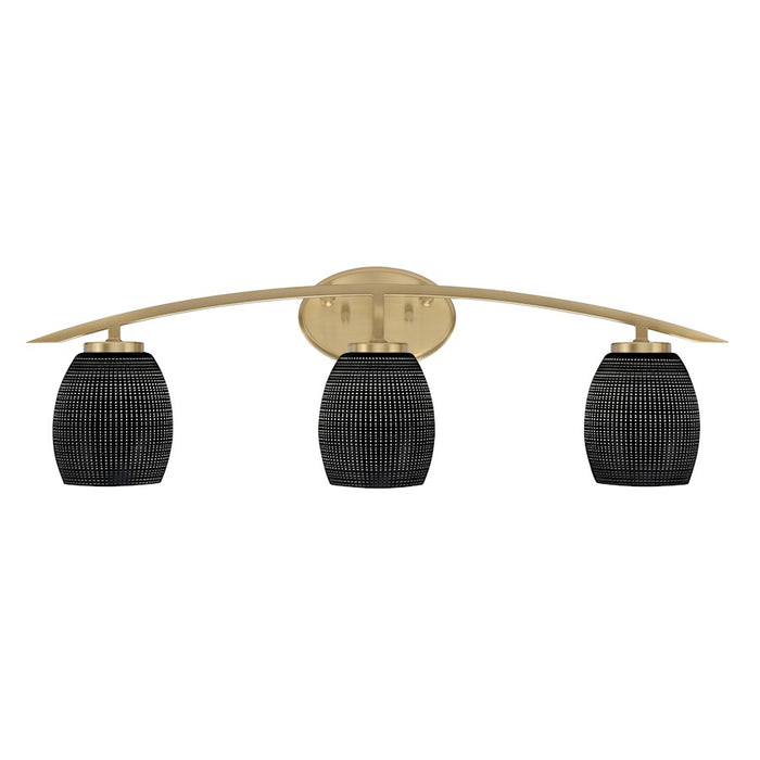 Toltec Kurve 3Lt Bath Bar, Brass, 5" Black Matrix - 3723-NAB-4029