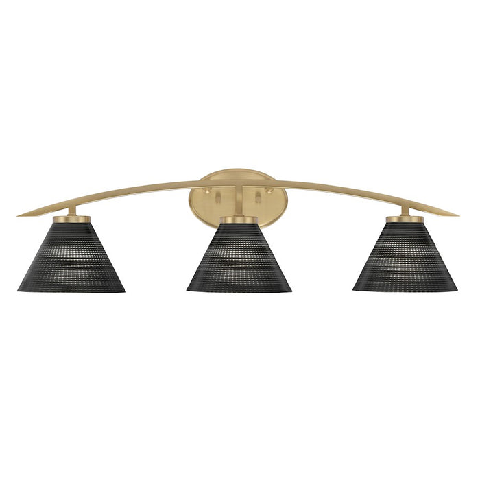 Toltec Kurve 3Lt Bath Bar, Brass, 7" Black Matrix - 3723-NAB-4059