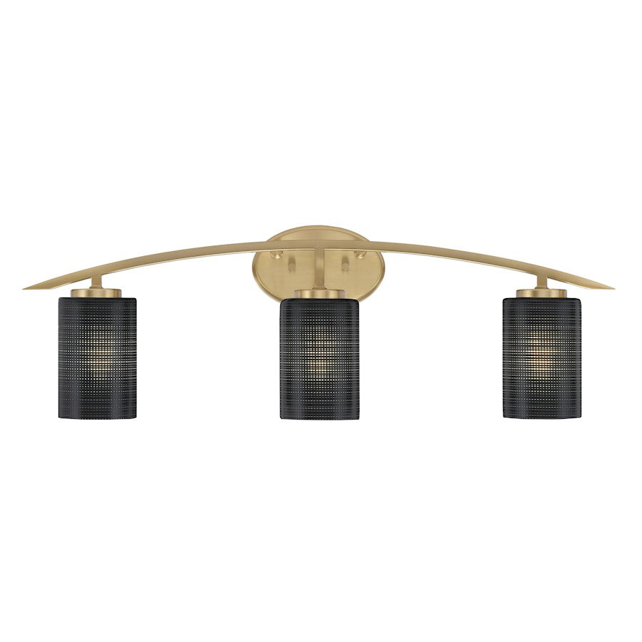 Toltec Kurve 3Lt Bath Bar, Brass, 4" Black Matrix - 3723-NAB-4069