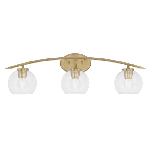 Toltec Kurve 3Lt Bath Bar, Brass, 5.75" Clear Bubble - 3723-NAB-4100