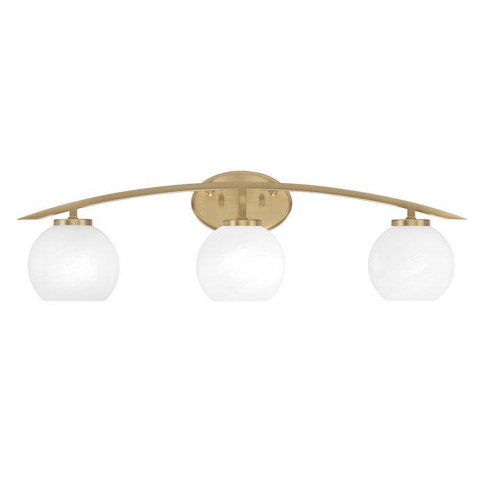 Toltec Kurve 3Lt Bath Bar, Brass, 5.75" White Marble - 3723-NAB-4101