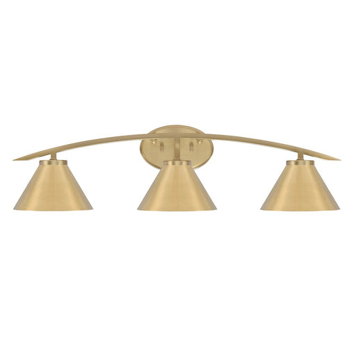 Toltec Kurve 3Lt Bath Bar, Brass, 7" Brass Cone Metal - 3723-NAB-421-NAB