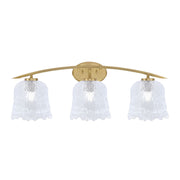 Toltec Kurve 3-Light Bath Bar | New Age Brass and Clear Lava Glass | Bathroom Vanity & Powder Room | 7.5 x 10.25 in | Model 3723-NAB-4230