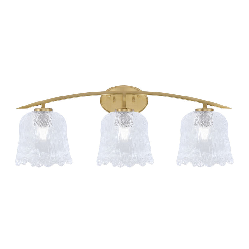 Toltec Kurve 3-Light Bath Bar | New Age Brass and Clear Lava Glass | Bathroom Vanity & Powder Room | 7.5 x 10.25 in | Model 3723-NAB-4230