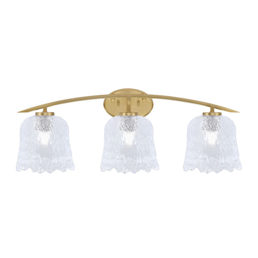 Toltec Kurve 3-Light Bath Bar | New Age Brass and Clear Lava Glass | Bathroom Vanity & Powder Room | 7.5 x 10.25 in | Model 3723-NAB-4230