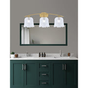 Toltec Kurve 3-Light Bath Bar | New Age Brass and Clear Lava Glass | Bathroom Vanity & Powder Room | 7.5 x 10.25 in | Model 3723-NAB-4230