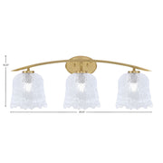 Toltec Kurve 3-Light Bath Bar | New Age Brass and Clear Lava Glass | Bathroom Vanity & Powder Room | 7.5 x 10.25 in | Model 3723-NAB-4230