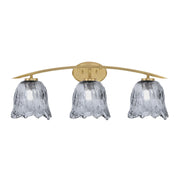 Toltec Kurve 3-Light Bath Bar | New Age Brass and Smoke Lava Glass | Bathroom & Powder Room Vanity Light | 7.5 x 10.25 in | Model 3723-NAB-4232