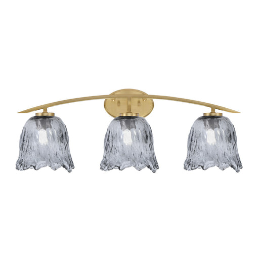 Toltec Kurve 3-Light Bath Bar | New Age Brass and Smoke Lava Glass | Bathroom & Powder Room Vanity Light | 7.5 x 10.25 in | Model 3723-NAB-4232