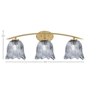 Toltec Kurve 3-Light Bath Bar | New Age Brass and Smoke Lava Glass | Bathroom & Powder Room Vanity Light | 7.5 x 10.25 in | Model 3723-NAB-4232